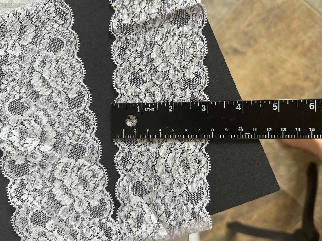 10yds 3" Pale Lavender Stretch Lace Trim Soft Scalloped Edge Light Purple Floral Galloon Ribbon for Lingerie  Crafts Sewing  Wholesale