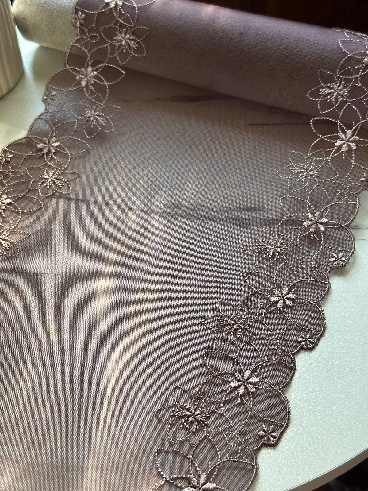 Tea Brown Mesh Lace Trim, 8" Embroidered Ribbon, Bulk Coquette Y2K Lace, Lingerie Lace, DIY Sewing Craft, Retail Wholesale