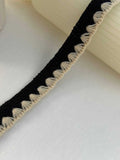 5Yds Non-Stretch 0.75" Black Cream Woven Wool Crochet Braided Trim Wholesale