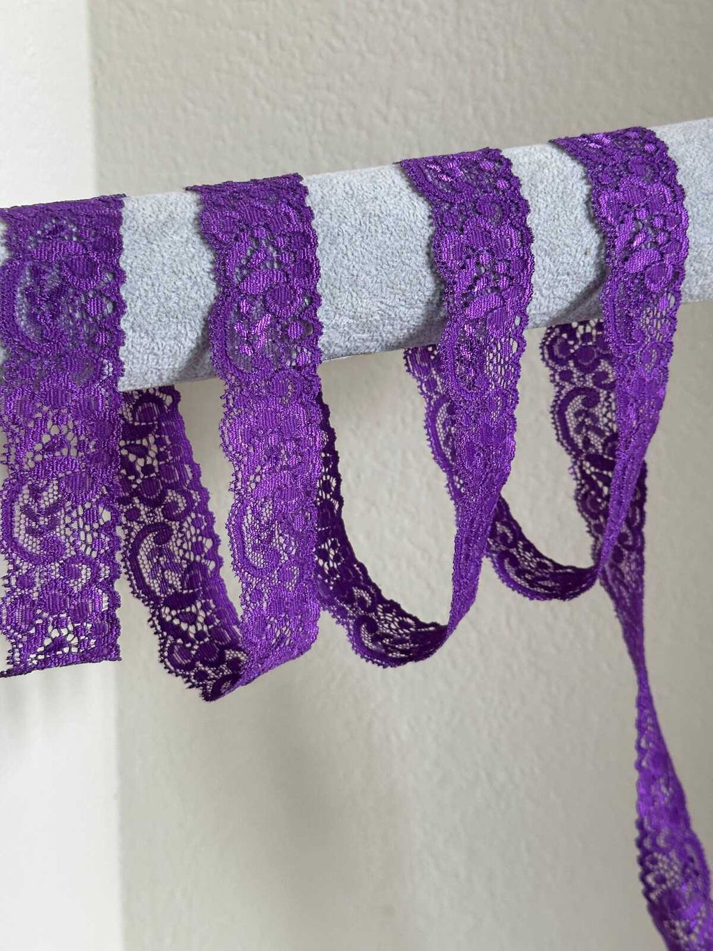 10yds 1.5" Purple Stretch Lace Trim Wide Violet Floral Elastic Galloon Scalloped Edge Lace for Lingerie Underwear Doll Clothing Sewing