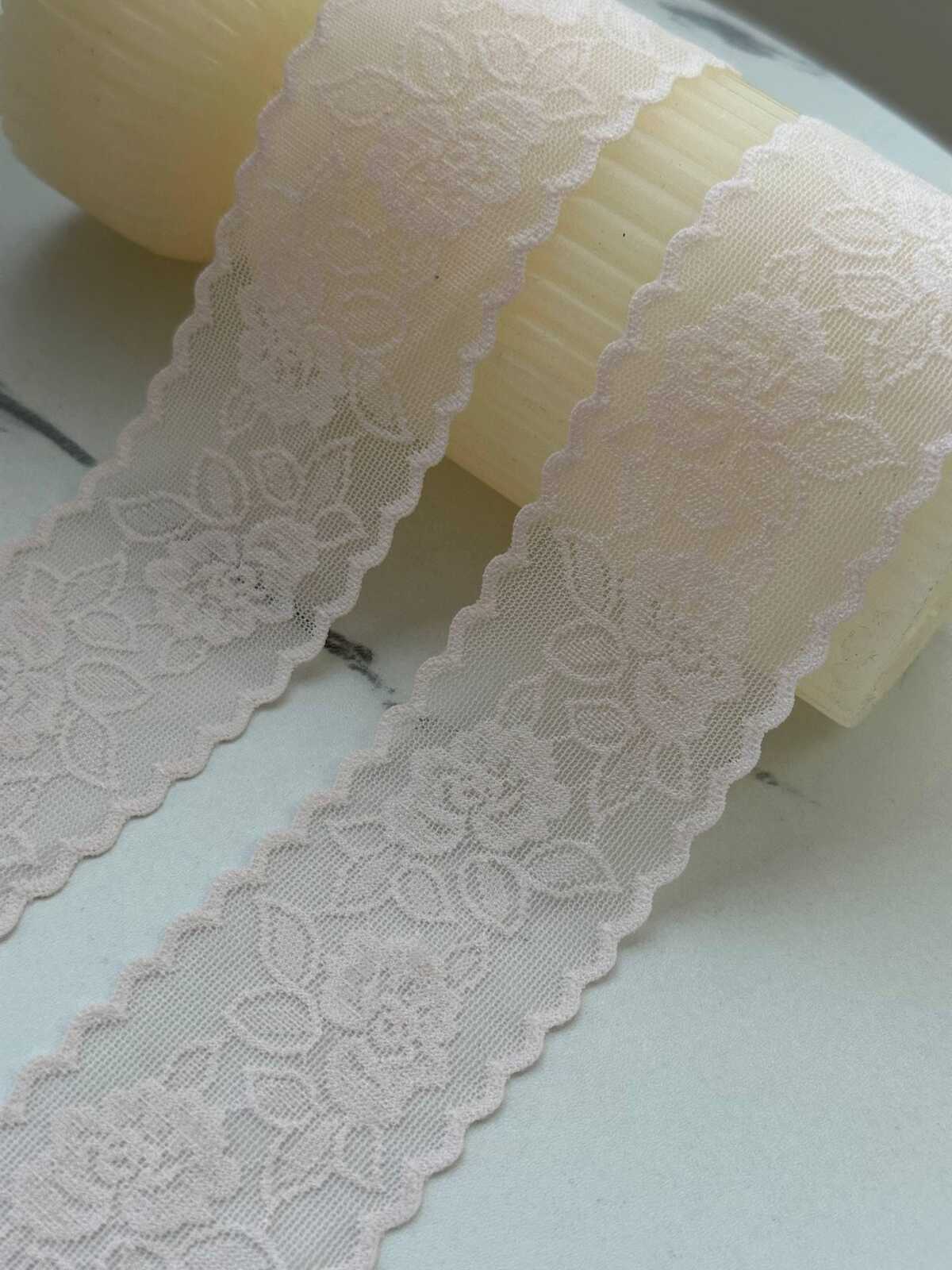 10Yds Stretch 1.6" Soft Blush Pink Seamless Flat Stretch Lace Trim Wholesale