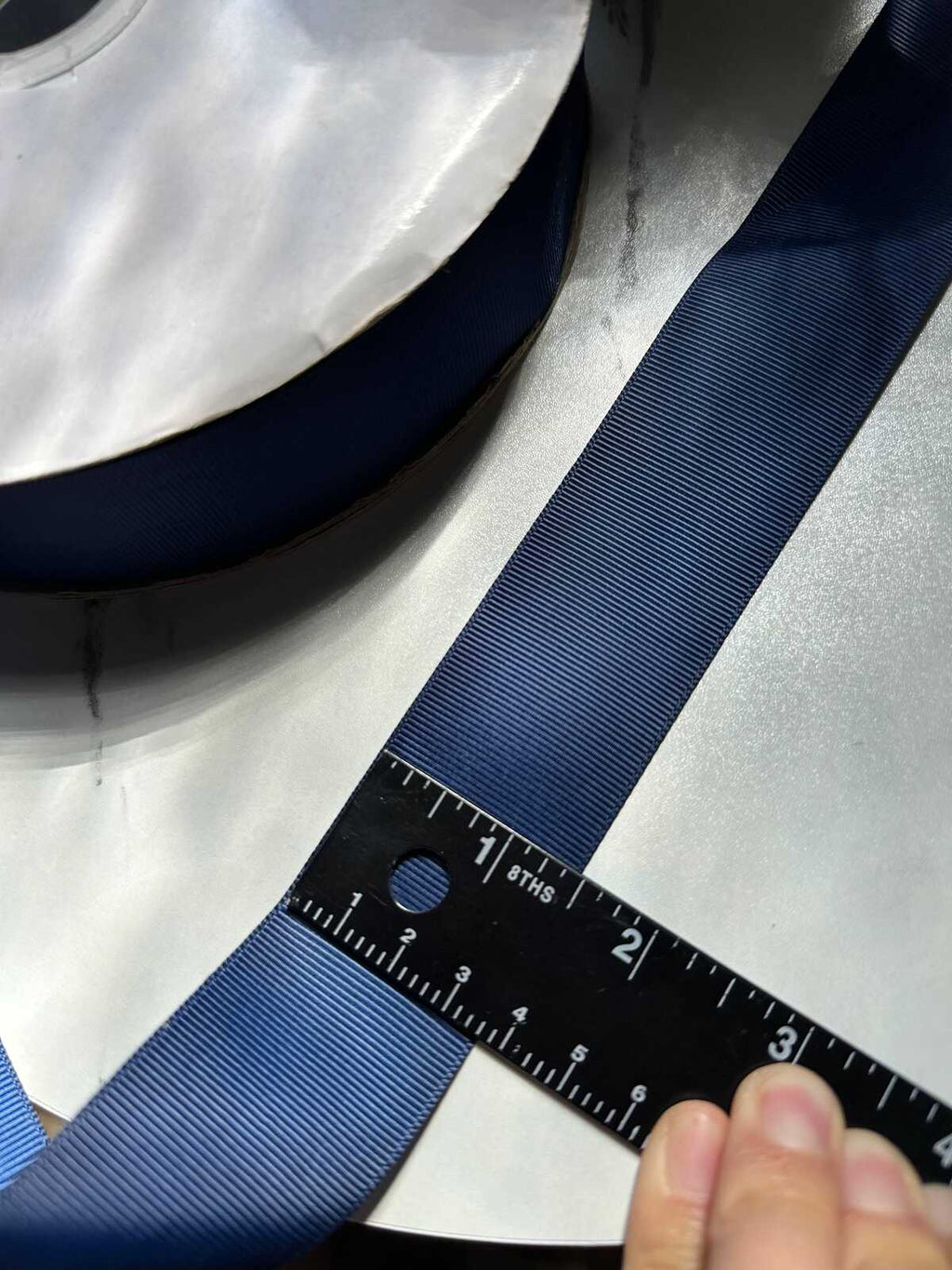 100yds Midnight Navy Blue Grosgrain Ribbon Bulk 100 Yards Roll, Solid Ribbed Fabric Ribbon for Hair Bows Gift Wrapping Crafts, 1.4" Width