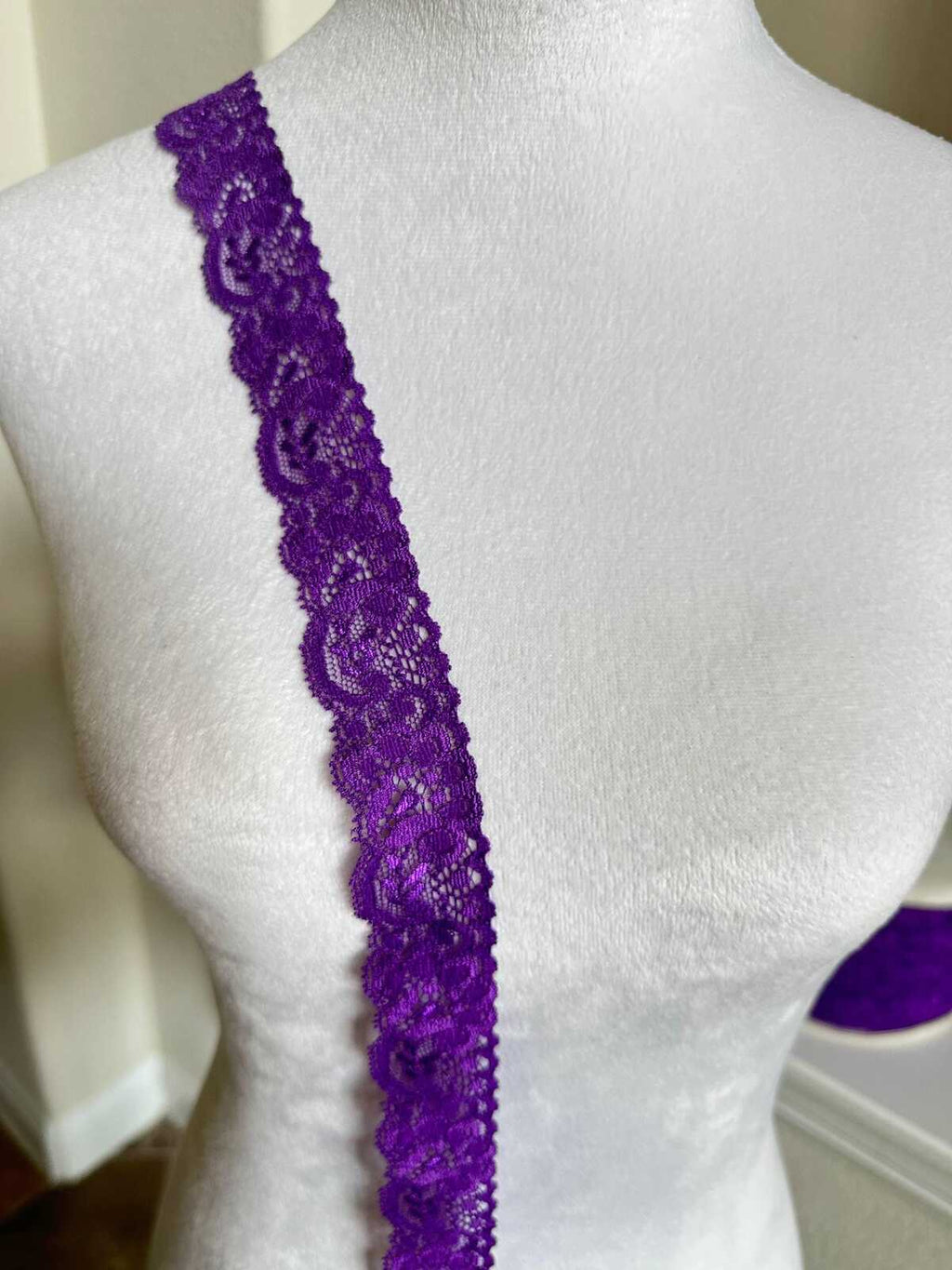 10yds 1.5" Purple Stretch Lace Trim Wide Violet Floral Elastic Galloon Scalloped Edge Lace for Lingerie Underwear Doll Clothing Sewing