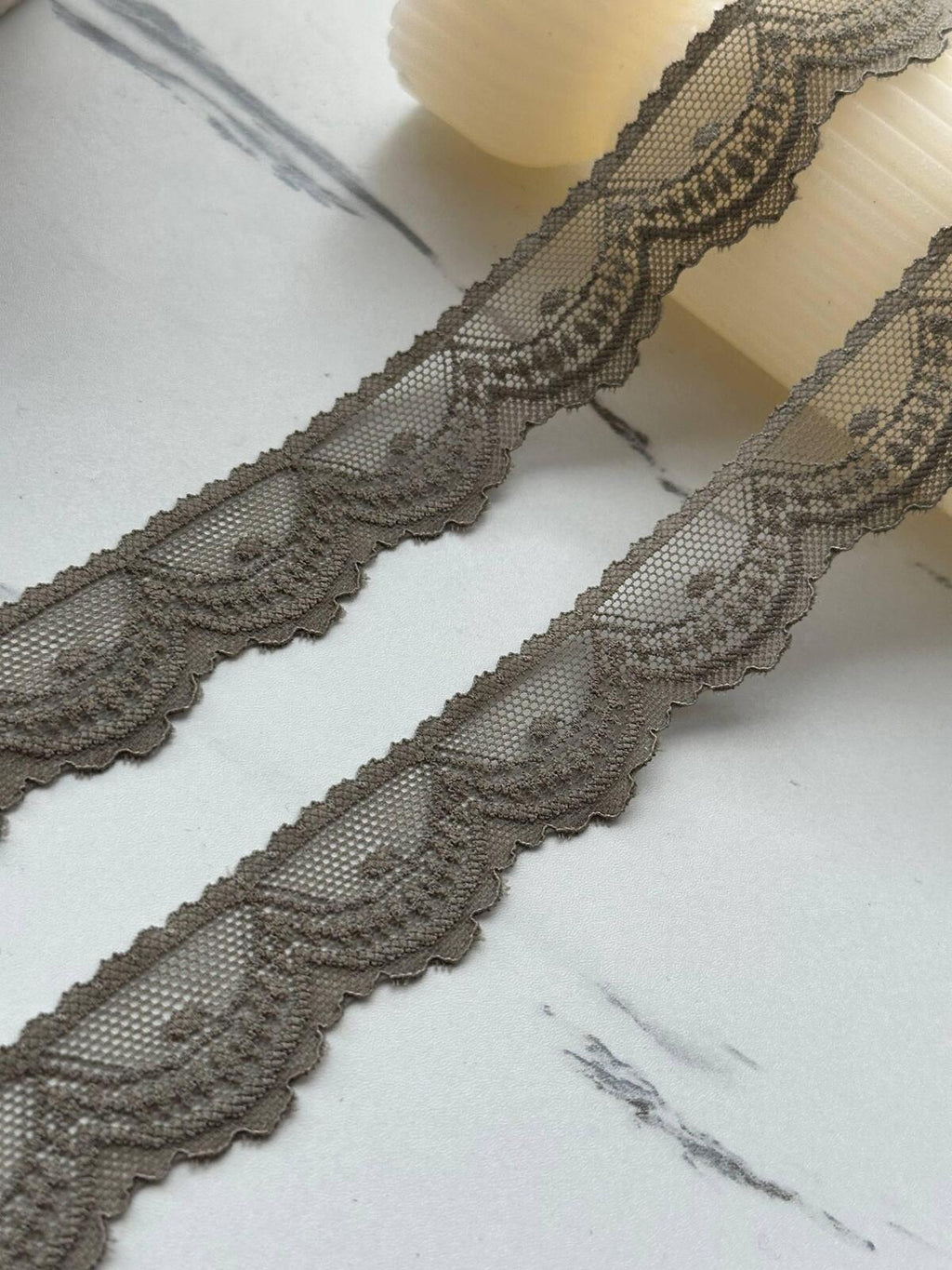 10Yds Stretch 1" Olive Sage Green Scalloped Floral Stretch Lace Wholesale