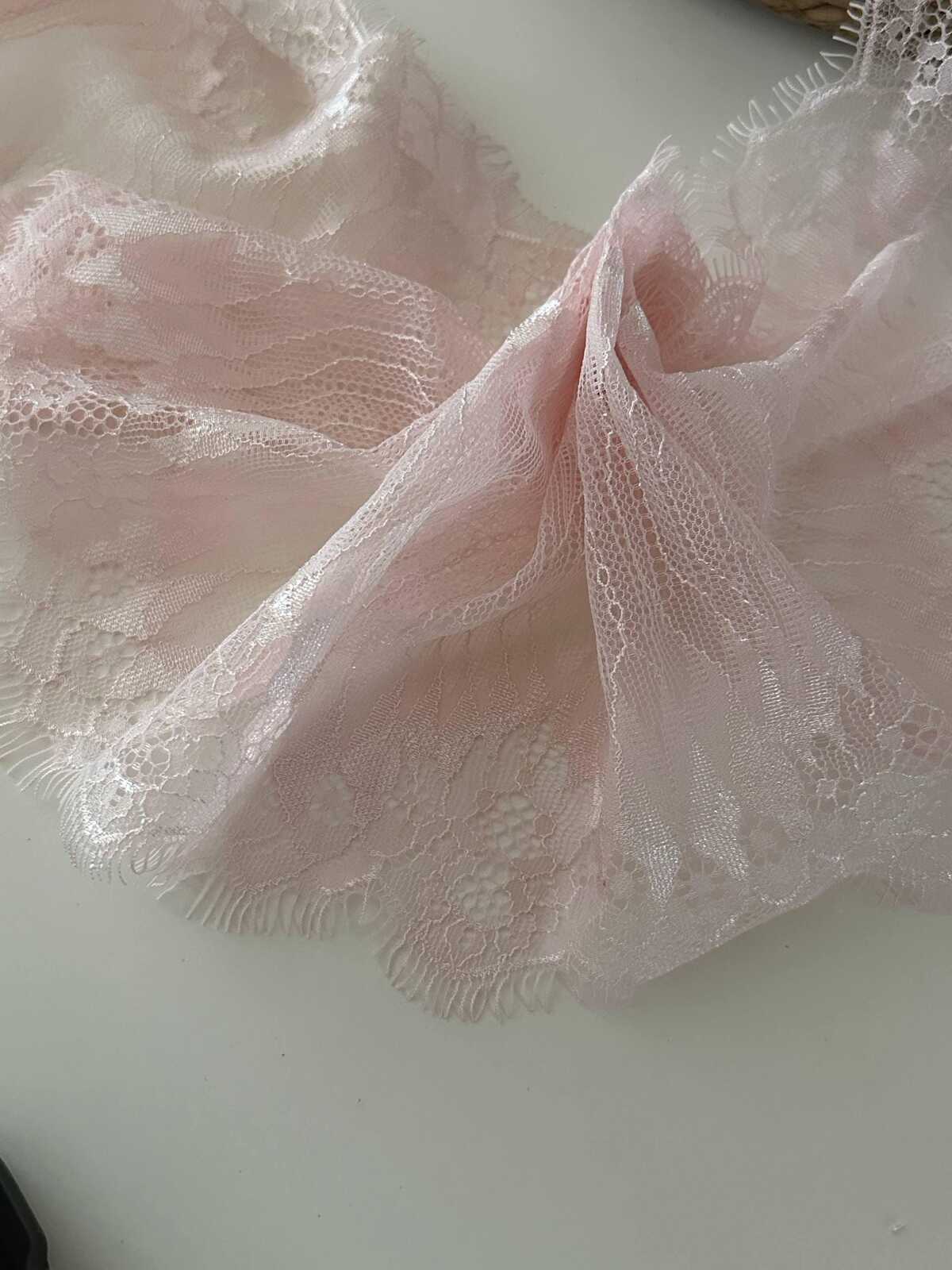 3Yds Pink Eyelash Lace Trim, 6.5" Non-Stretch Chantilly Lace, Bulk Clearance Coquette Y2K Lace, Lingerie, DIY Sewing, Retail Wholesale