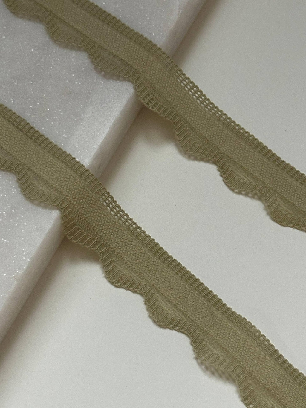 10yds  Oatmeal Elastic Lace Trim, 0.8" Scalloped Ribbon, Coquette Y2K Lace, Lingerie Lace, DIY Sewing Craft, Retail Wholesale