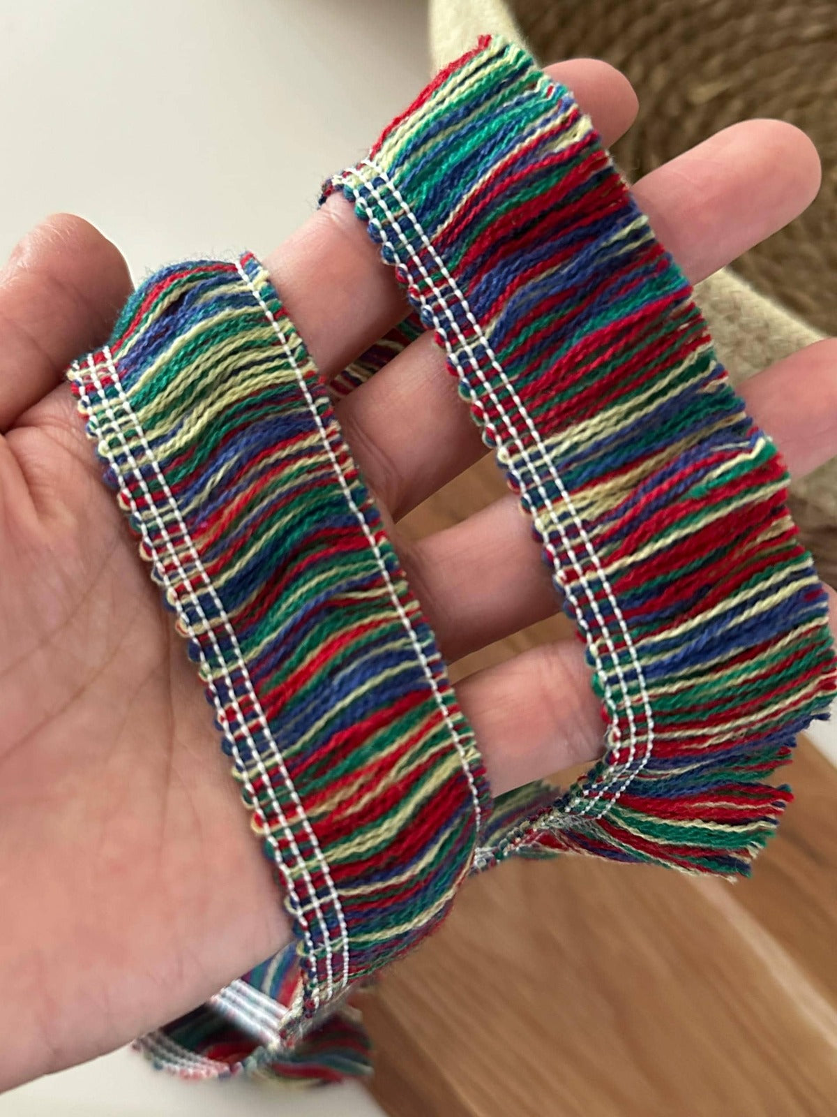 5Yds Non-Stretch 1.2" Wide Rainbow Yarn Tassel Fringe Trim, Bulk Clearance Boho Folk Lace, Garment Trim, DIY Sewing, Retail Wholesale