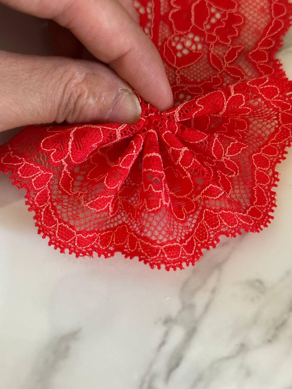 10yds 2.4" Watermelon Red Stretch Lace Trim  Insertion Beading Floral Ribbon Elastic Lace for Lingerie Underwear Garment Sewing by the Yard