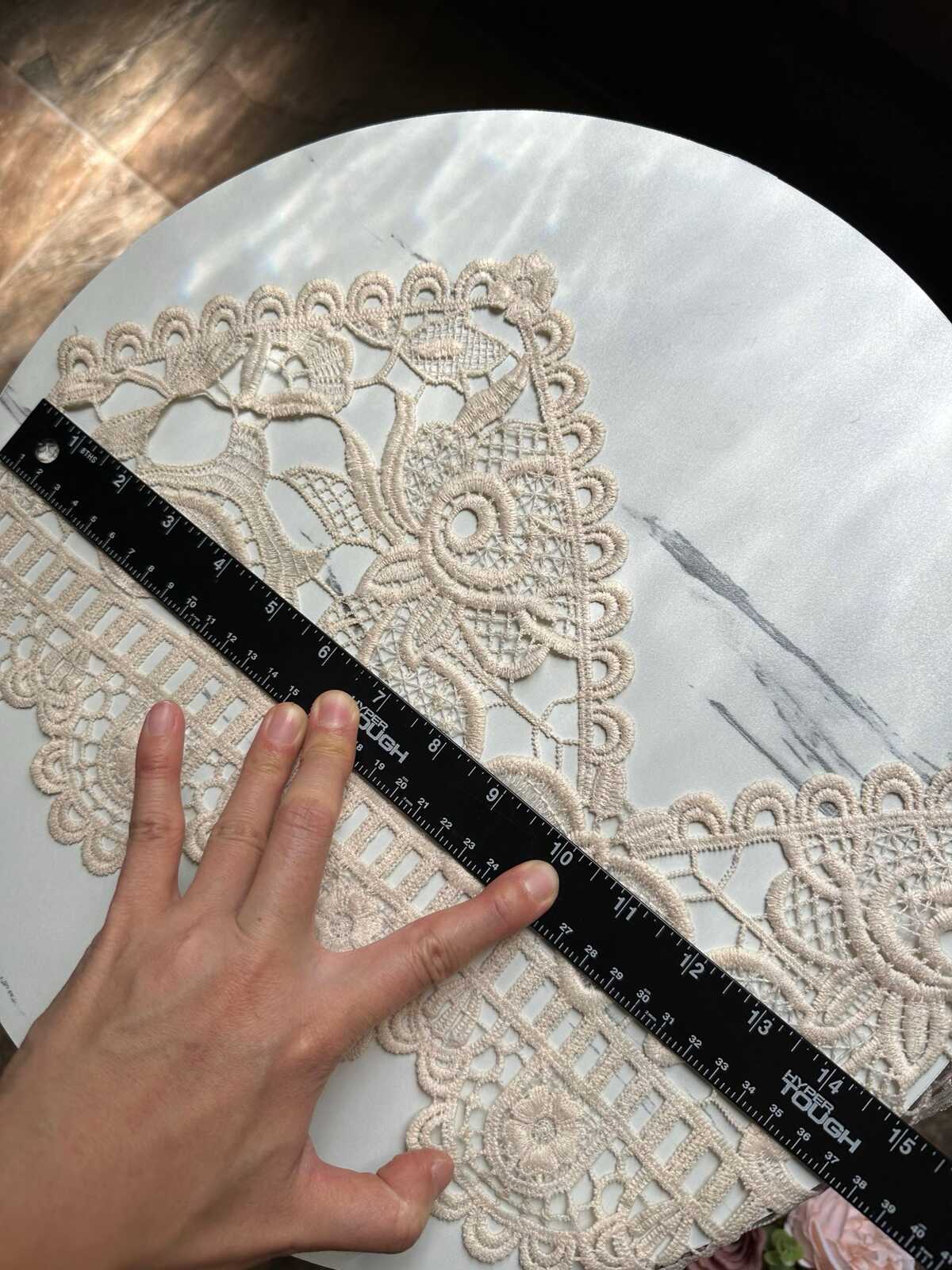 Vintage Cream Beige Guipure Water Soluble Lace Bodice Applique Motif Butterfly Floral Embroidered Front Panel for Camisole Blouse Sewing,20"