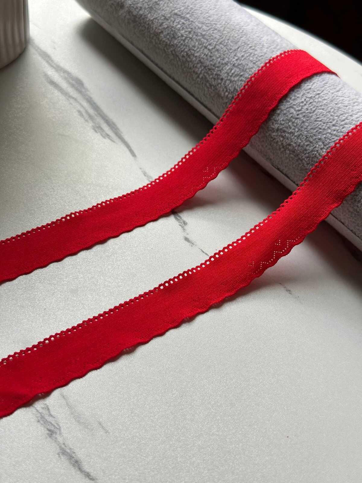 10 yds Red Lingerie Elastic Trim by Yard, 0.75" Ultra Soft Stretch Ribbon, Crimson Picot Edge, Coquette Craft Supply, DIY Sewing, Wholesale