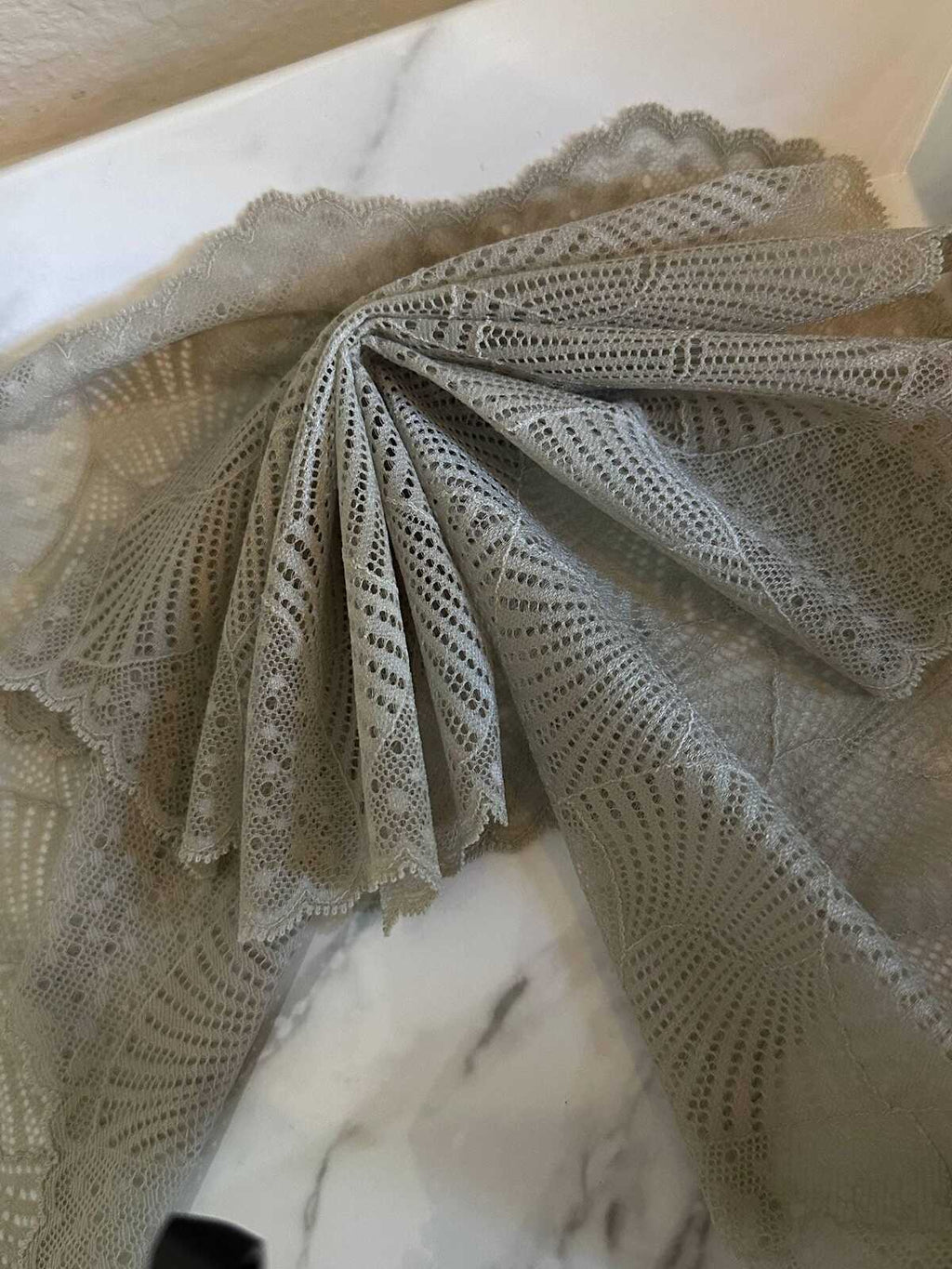 8.1" Sage Green Stretch Lace Trim Wide Fan Scalloped Shell Elastic Galloon Lace for Lingerie Underwear Garment Sewing Crafts by the Yard