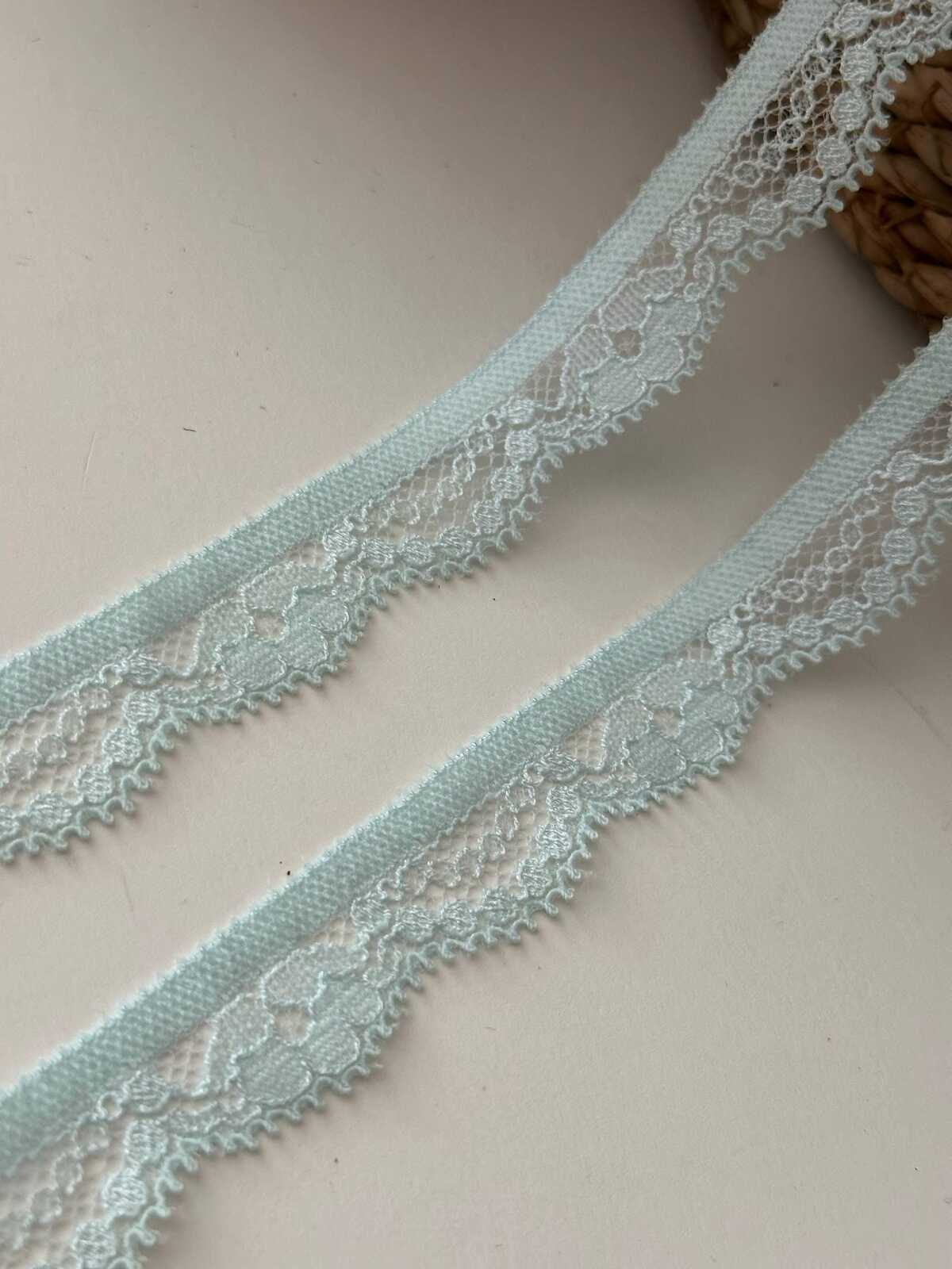 10Yd Stretch 0.6" Light Ice Blue Shell Scallop Lace Trim, Craft Sewing Wholesale