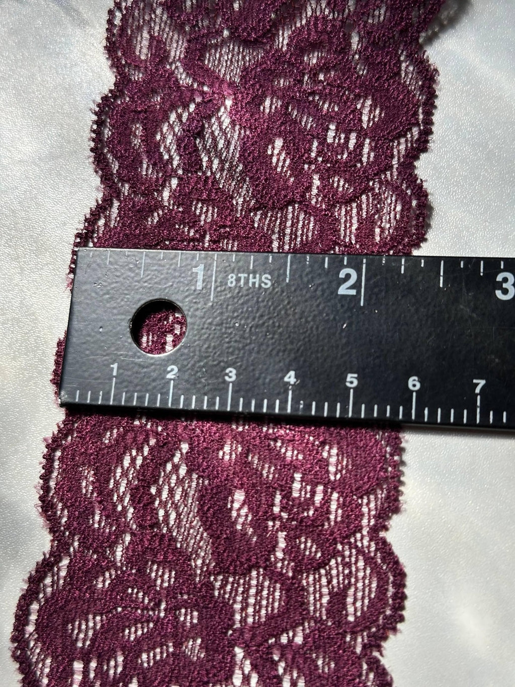 10yds Burgundy Wine Floral Stretch Elastic Lace Trim by the Yard, Wide Scalloped Galloon Ribbon for Lingerie Bridal Sewing Crafts, 2.2"