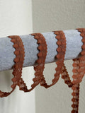 10yds Terracotta Brown Stretch Lace Trim: Dainty Floral Scalloped Edge (0.7" Wide) Retail Wholesale
