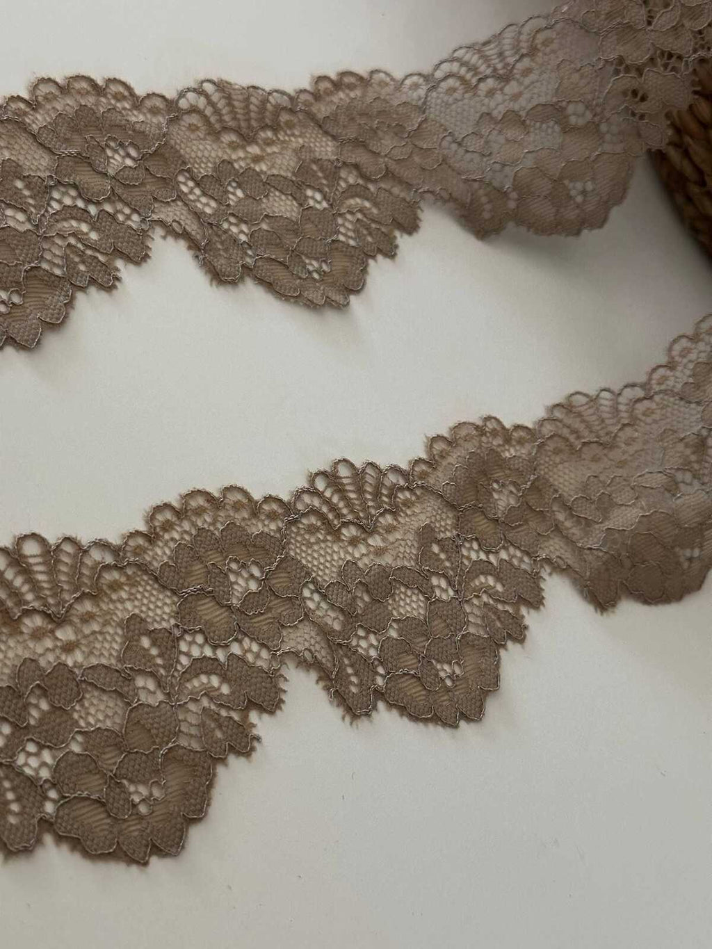 10yds Taupe Floral Stretch Lace, 2" Elastic Ribbon, Bulk Clearance Coquette Y2K Lace, Lingerie Lace, DIY Sewing, Retail Wholesale