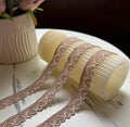 10yds Dusty Rose Mauve Heart Stretch Elastic Lace Trim Single Scalloped Narrow Ribbon for Lingerie Underwear  Crafts, 0.7"  Wholesale