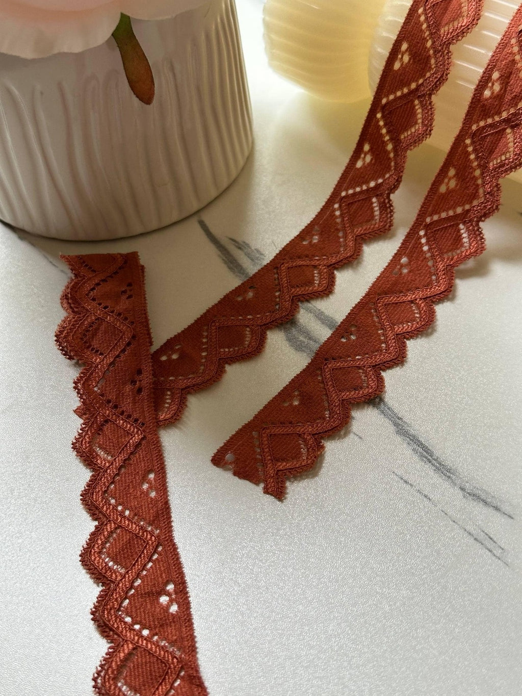 10yds Rose Cordonnet Corded Stretch Elastic Lace Trim Single Scalloped Narrow Ribbon for Lingerie Underwear Crafts Sewing, 1"