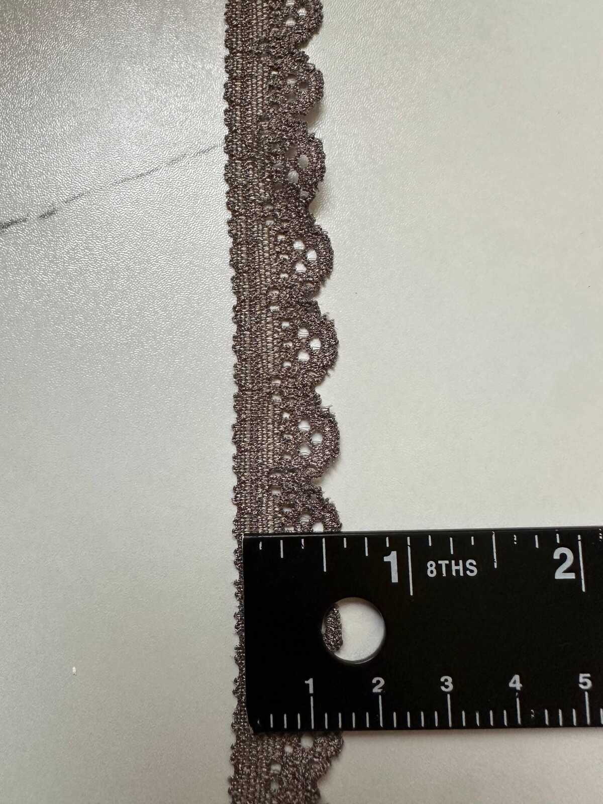 10yds Antique Bronze Gold Geometric Stretch Elastic Lace Trim Single Scalloped Narrow Ribbon for Lingerie Underwear Crafts, 0.6"