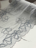 1Yd Soft Stretch 8.5" Blue Butterfly Embroidered Wide Stretch Lace Trim