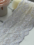 1Yd Stretch 5.5" Muted Lavender Floral Embossed Stretch Lace Trim Wholesale