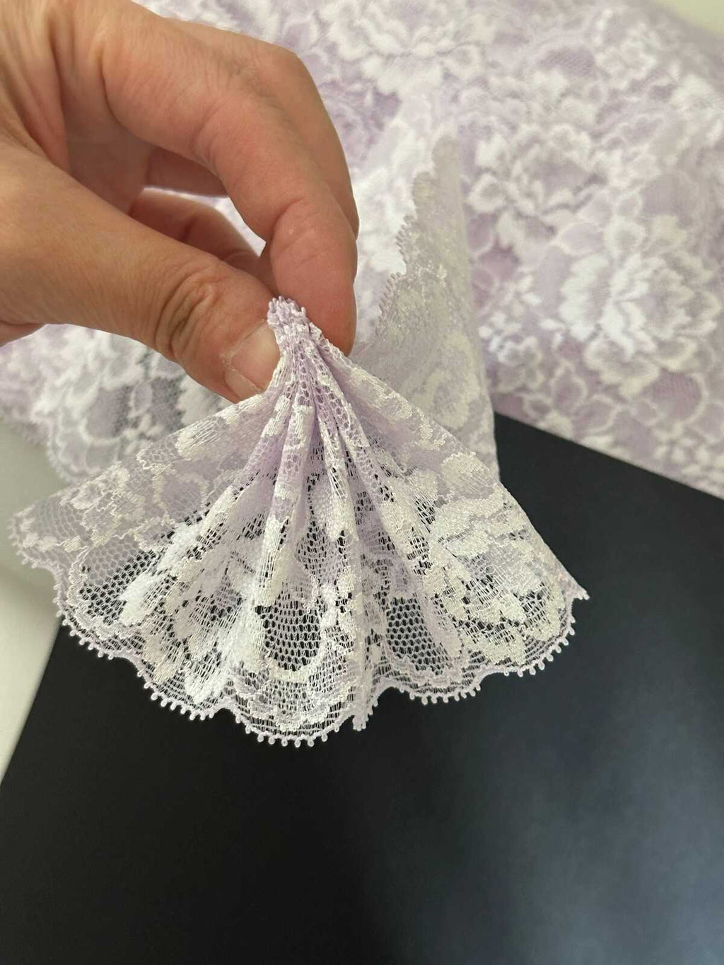10yds 3" Pale Lavender Stretch Lace Trim Soft Scalloped Edge Light Purple Floral Galloon Ribbon for Lingerie  Crafts Sewing  Wholesale