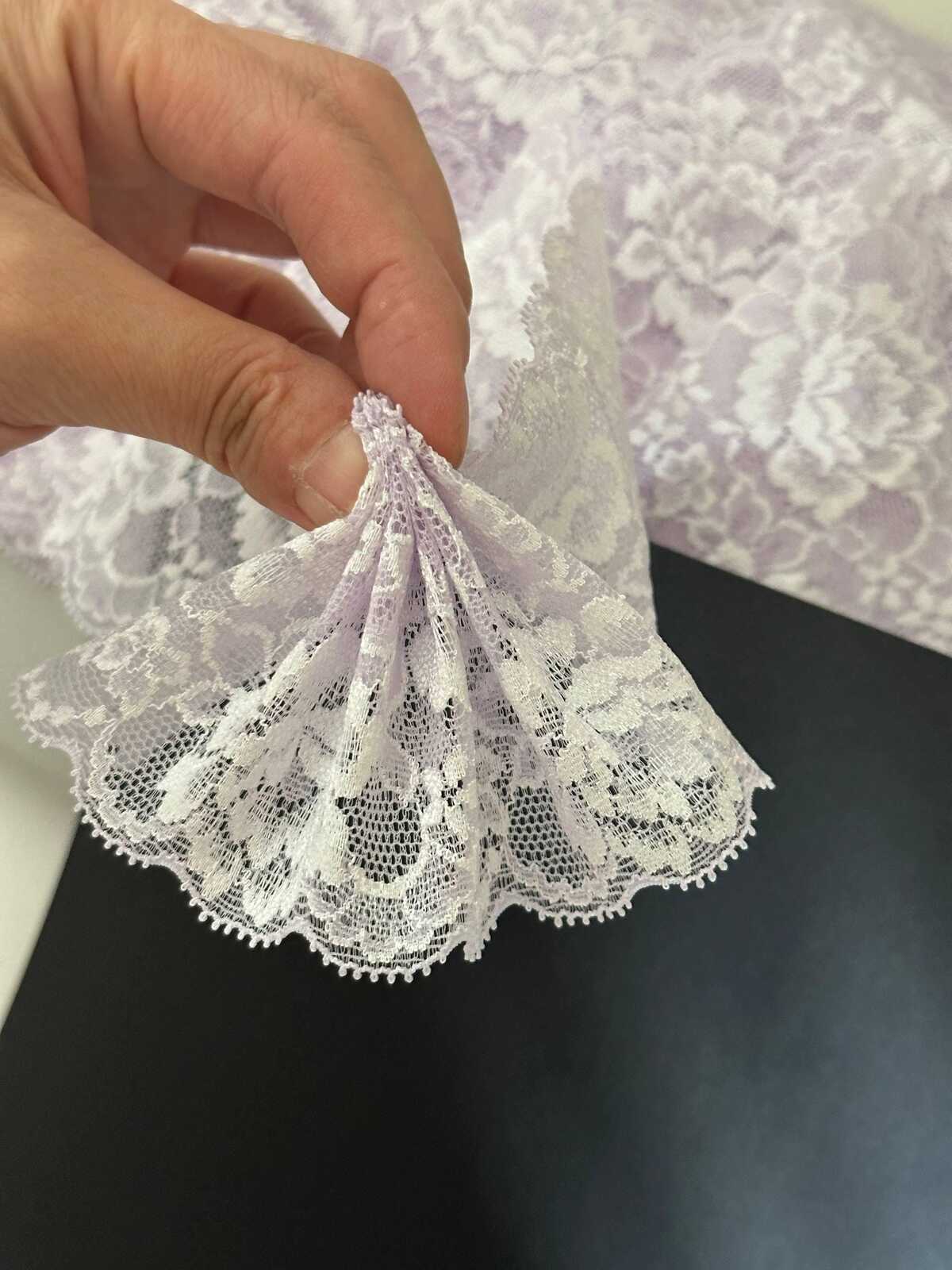 10yds 3" Pale Lavender Stretch Lace Trim Soft Scalloped Edge Light Purple Floral Galloon Ribbon for Lingerie  Crafts Sewing  Wholesale