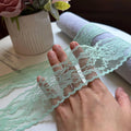 10yds Mint Sage Green Floral Non Stretch Rigid Lace Trim by the Yard, Wide Scalloped Galloon Ribbon for Bridal Crafts, 2"