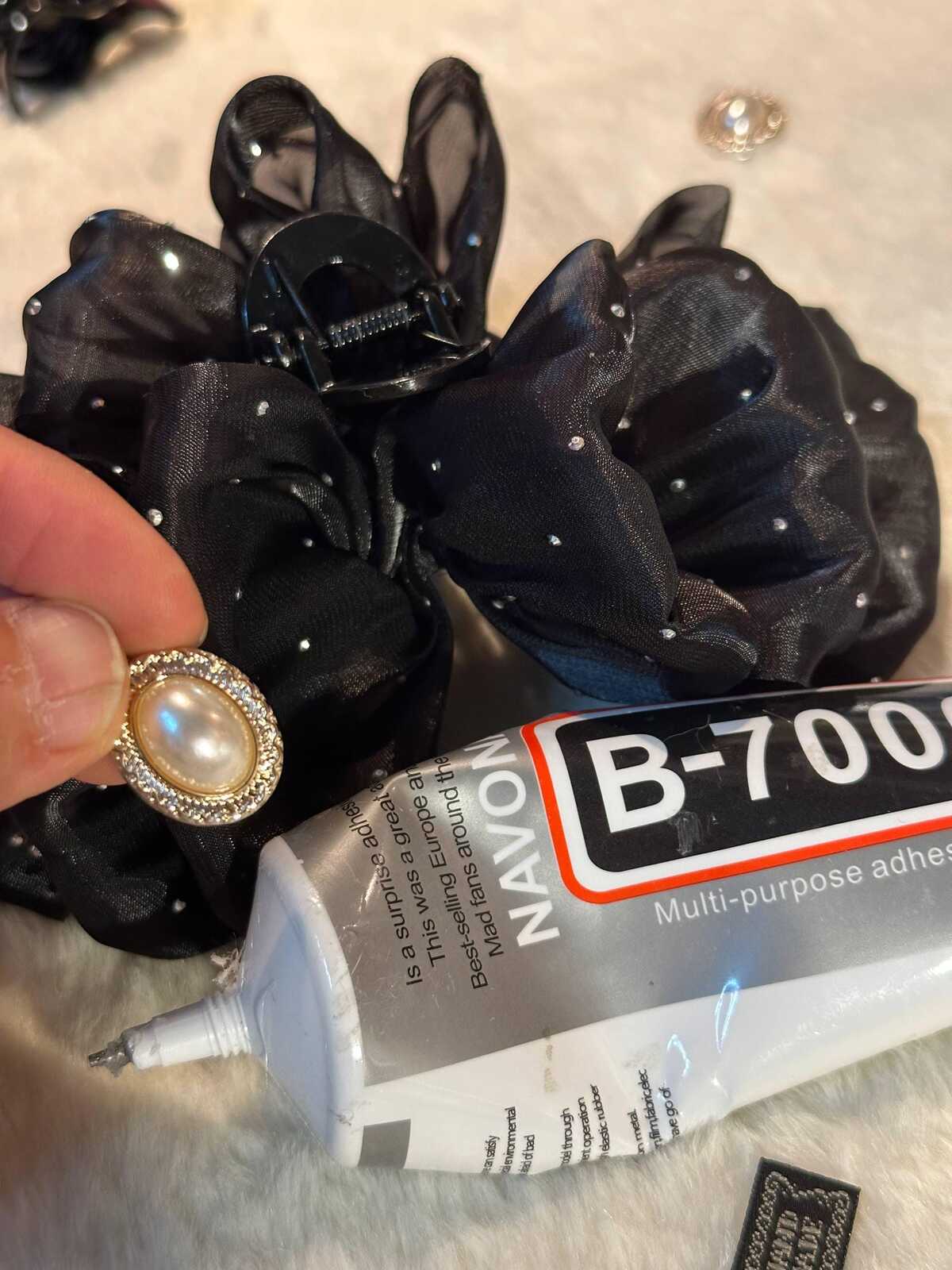 2Pcs Bundle   Handmade Black Rhinestone Mesh Hair Claw Clip and Headband Set, Sparkly Gothic Glam Tulle Hair Accessories  Prom Party Gift
