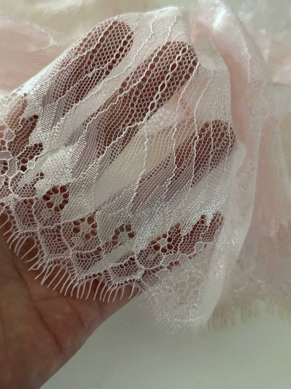 3Yds Pink Eyelash Lace Trim, 6.5" Non-Stretch Chantilly Lace, Bulk Clearance Coquette Y2K Lace, Lingerie, DIY Sewing, Retail Wholesale