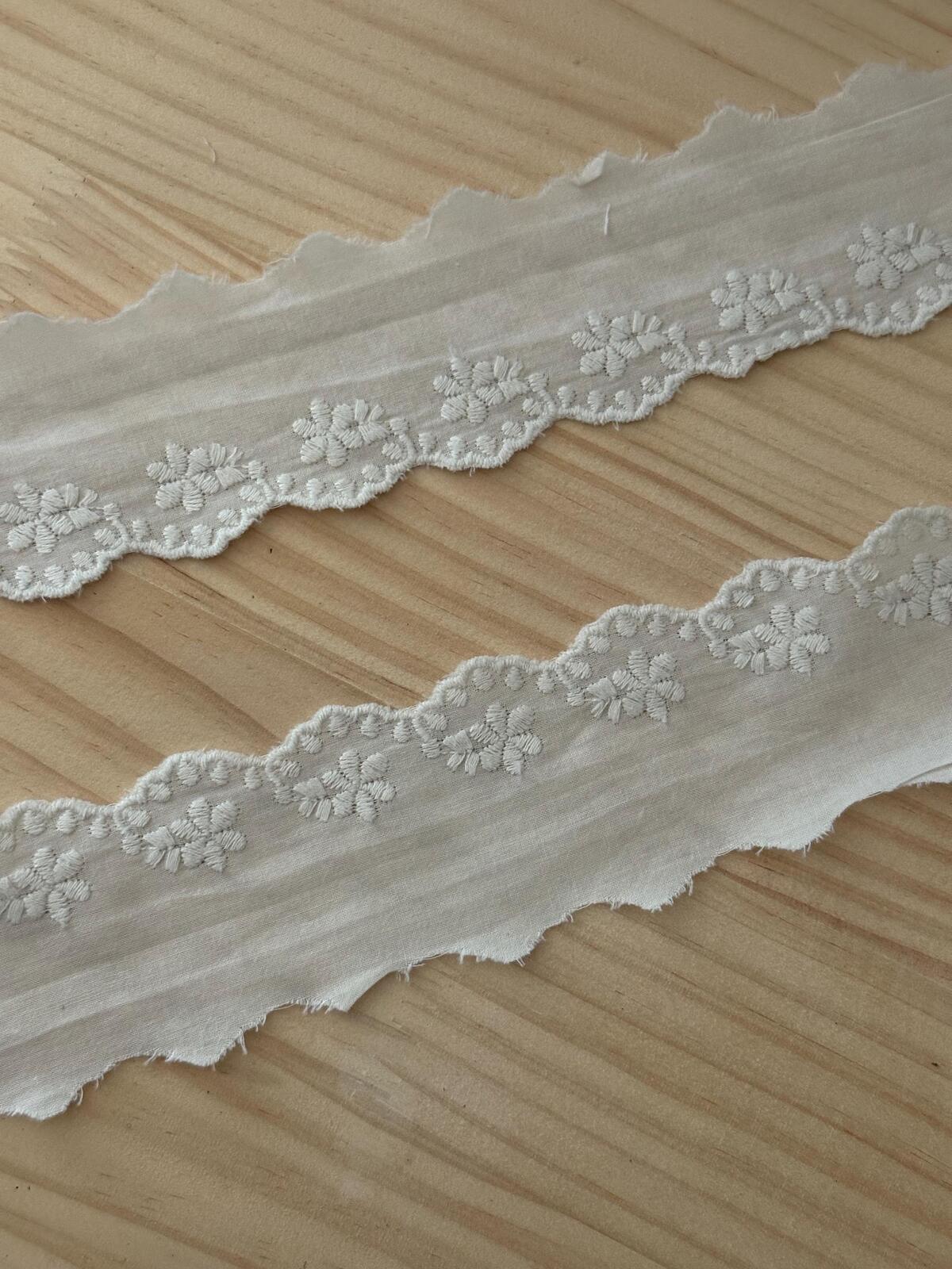 5Yds Non-Stretch 1.7" Off-White Cotton Floral Eyelet Lace Trim Wholesale
