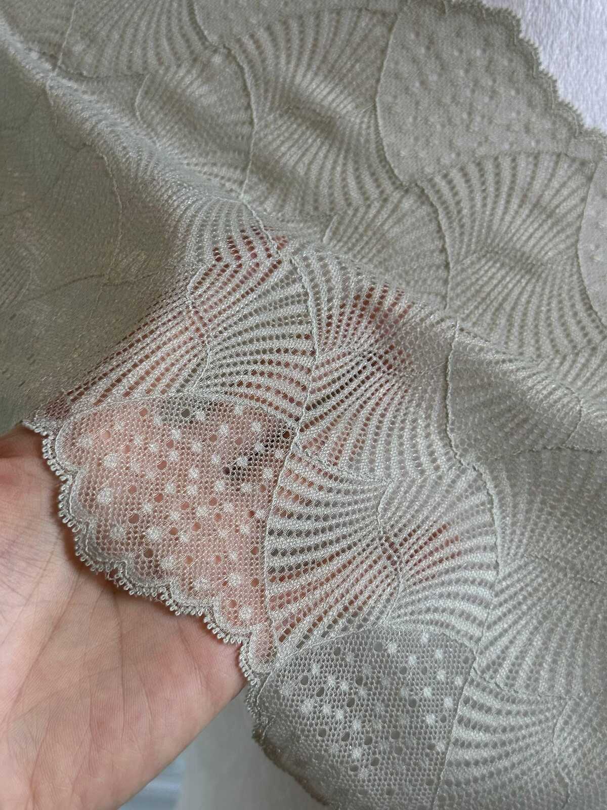 8.1" Sage Green Stretch Lace Trim Wide Fan Scalloped Shell Elastic Galloon Lace for Lingerie Underwear Garment Sewing Crafts by the Yard