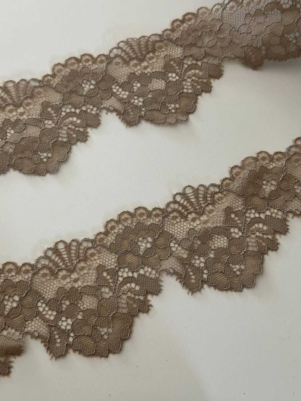 10yds Taupe Floral Stretch Lace, 2" Elastic Ribbon, Bulk Clearance Coquette Y2K Lace, Lingerie Lace, DIY Sewing, Retail Wholesale