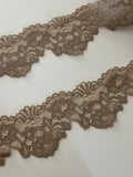 10yds Taupe Floral Stretch Lace, 2" Elastic Ribbon, Bulk Clearance Coquette Y2K Lace, Lingerie Lace, DIY Sewing, Retail Wholesale
