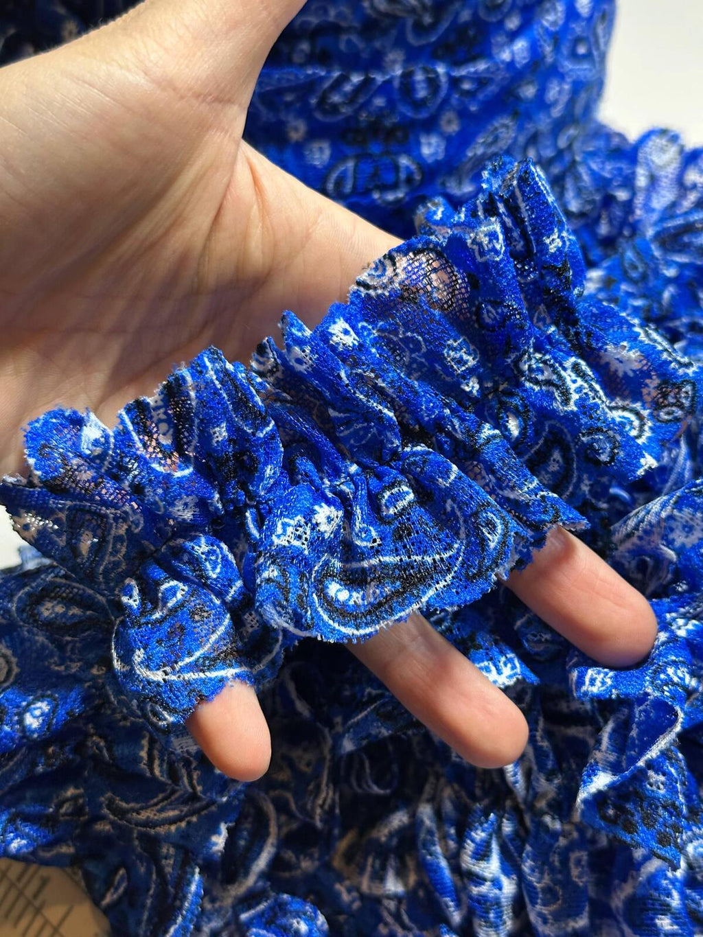 10yds 2" Royal Blue Stretch Elastic Lace Trim Soft Paisley Bandana Scalloped Edge Ribbon for Lingerie Crafts Sewing Retail Wholesale