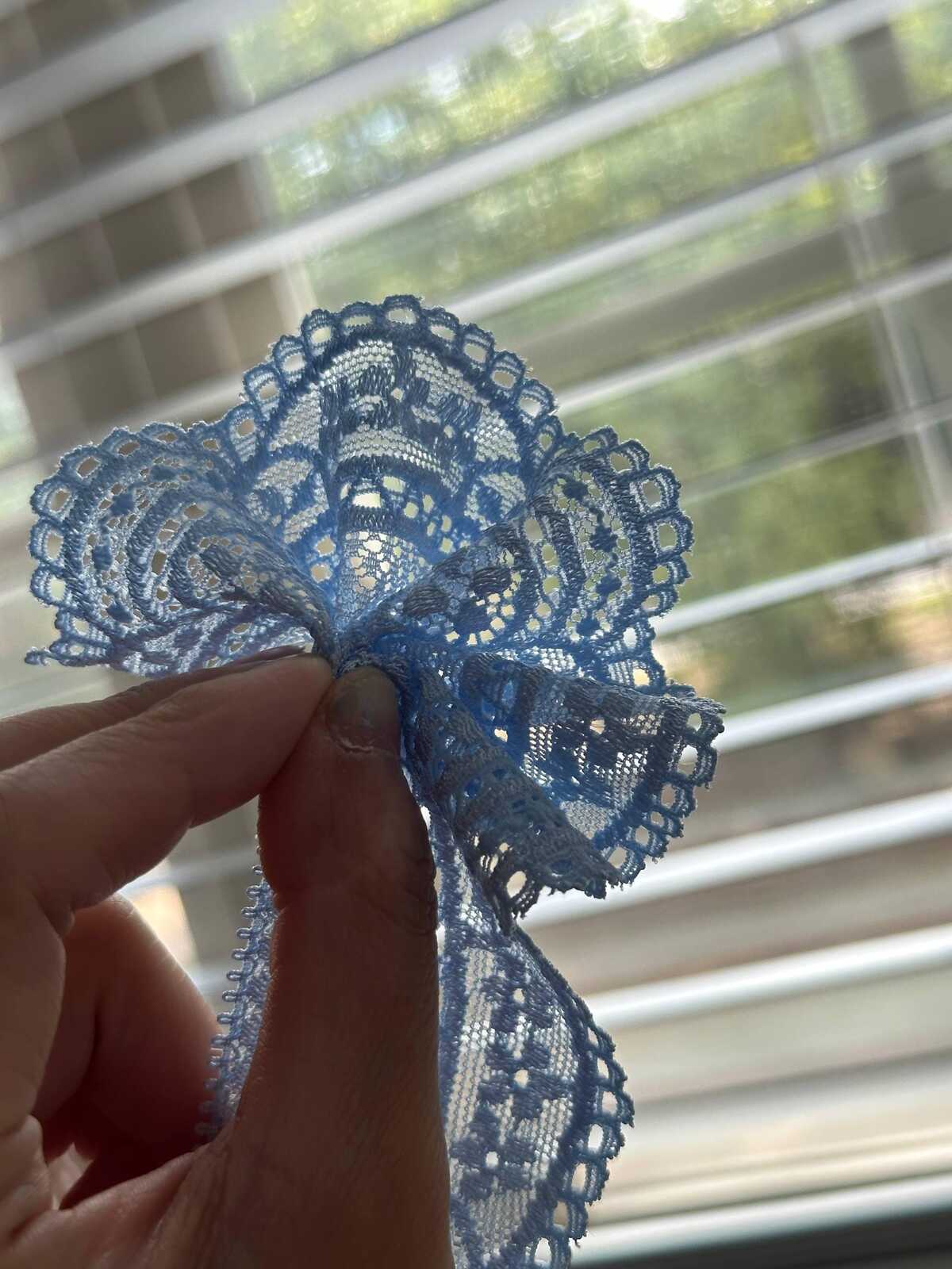 10Yds Stretch 1.9" Light Dusty Blue Floral Scalloped Stretch Lace Wholesale