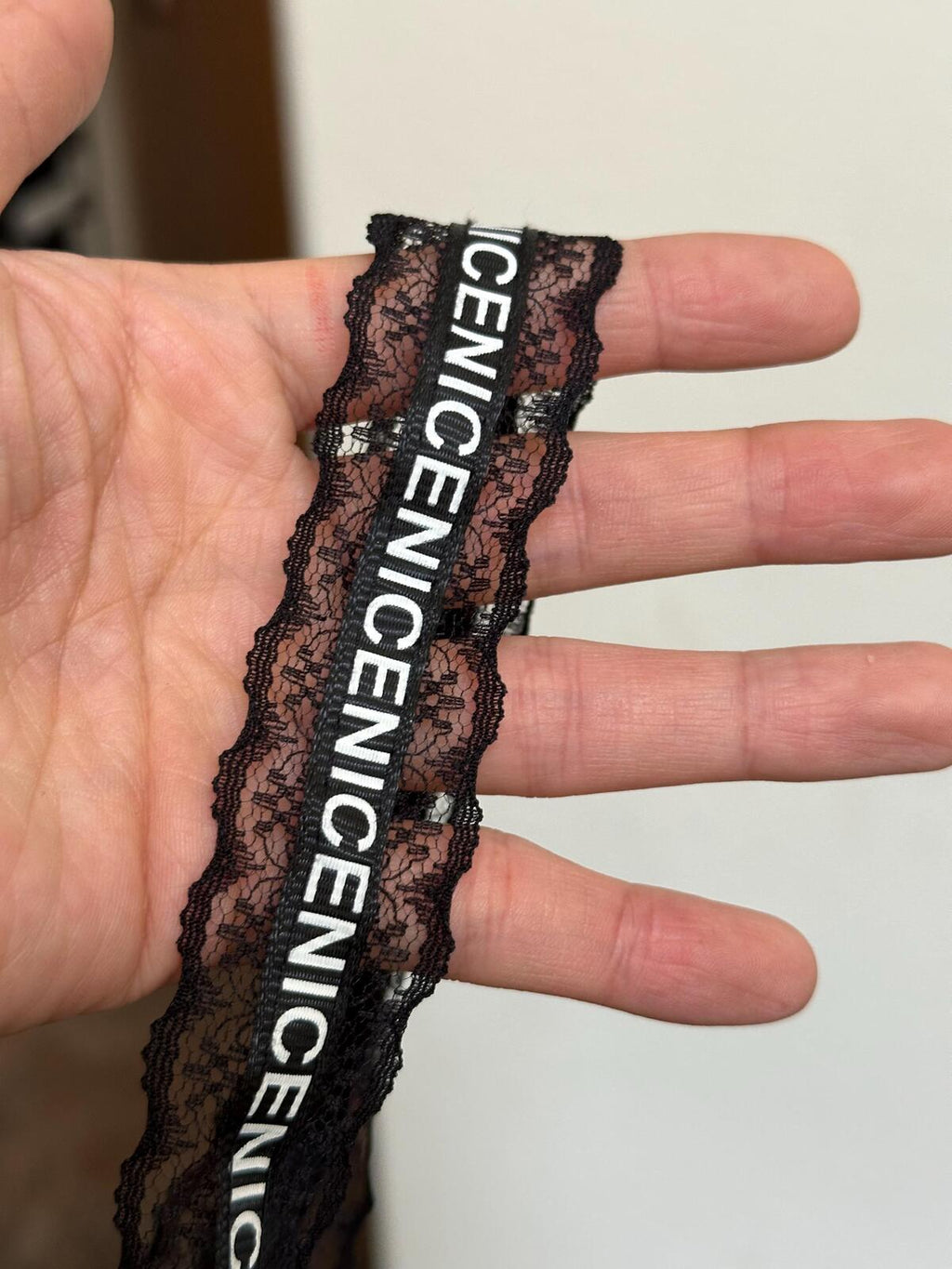 10Yds Non-Stretch 0.8" Black Letter Printed Mesh Lace Trim, Craft Wholesale
