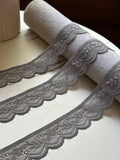 10yds   Taupe Charcoal Grey Floral Stretch Lace Trim by the Yard, Narrow Scalloped Elastic Ribbon for Lingerie Crafts 1.25" Retail Wholesale