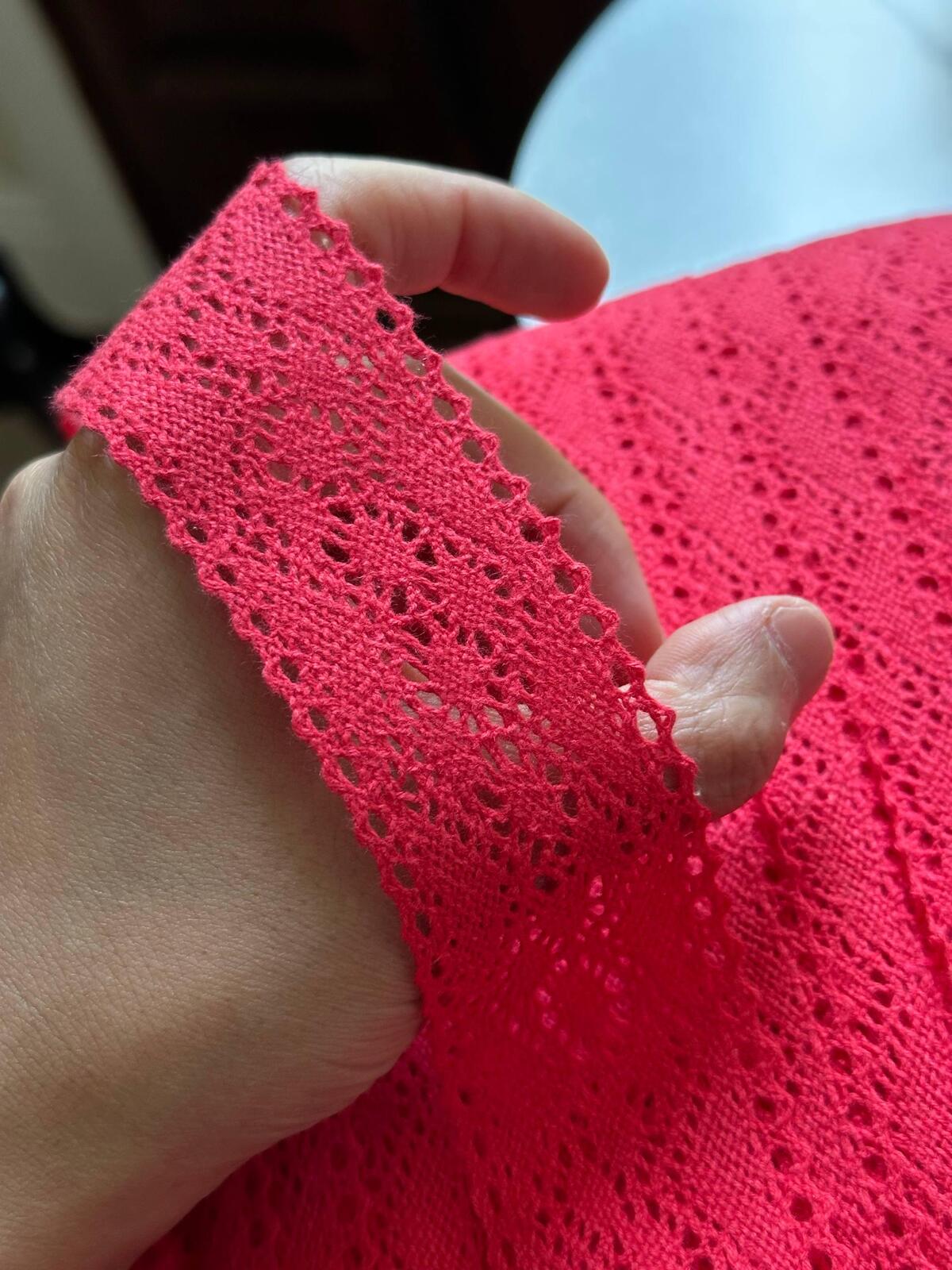 Watermelon Coral Red Crochet Cotton Lace Trim by Yard, Openwork Ribbon, Coquette Craft Supply, 1.5", Retail Wholesale Bulk