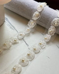 Off White Pearl Beaded Floral Lace Trim, 3D Organza Ribbon, Soft Skin Friendly Coquette Craft Supply, 0.75", Retail Wholesale Bulk