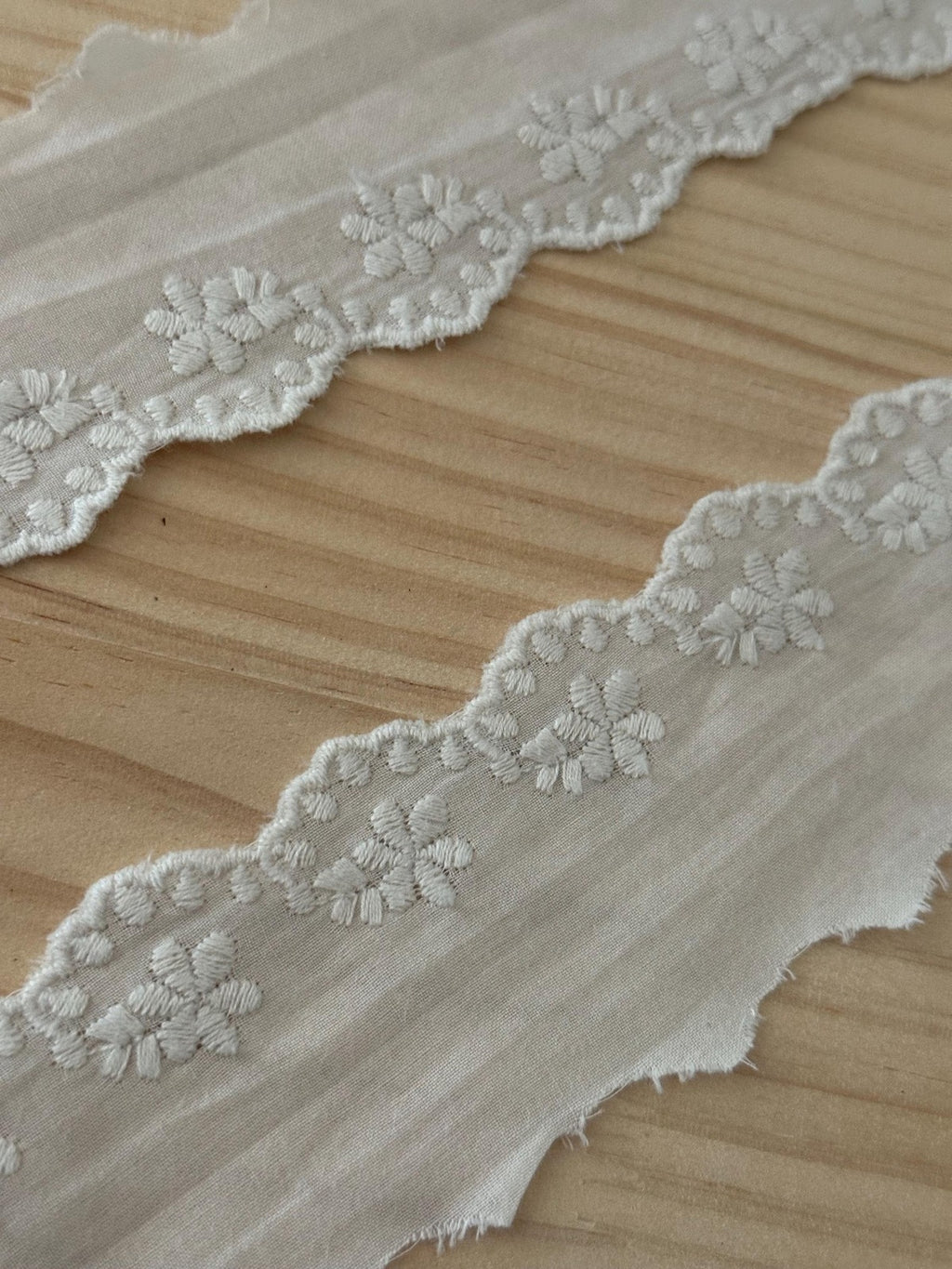 5Yds Non-Stretch 1.7" Off-White Cotton Floral Eyelet Lace Trim Wholesale