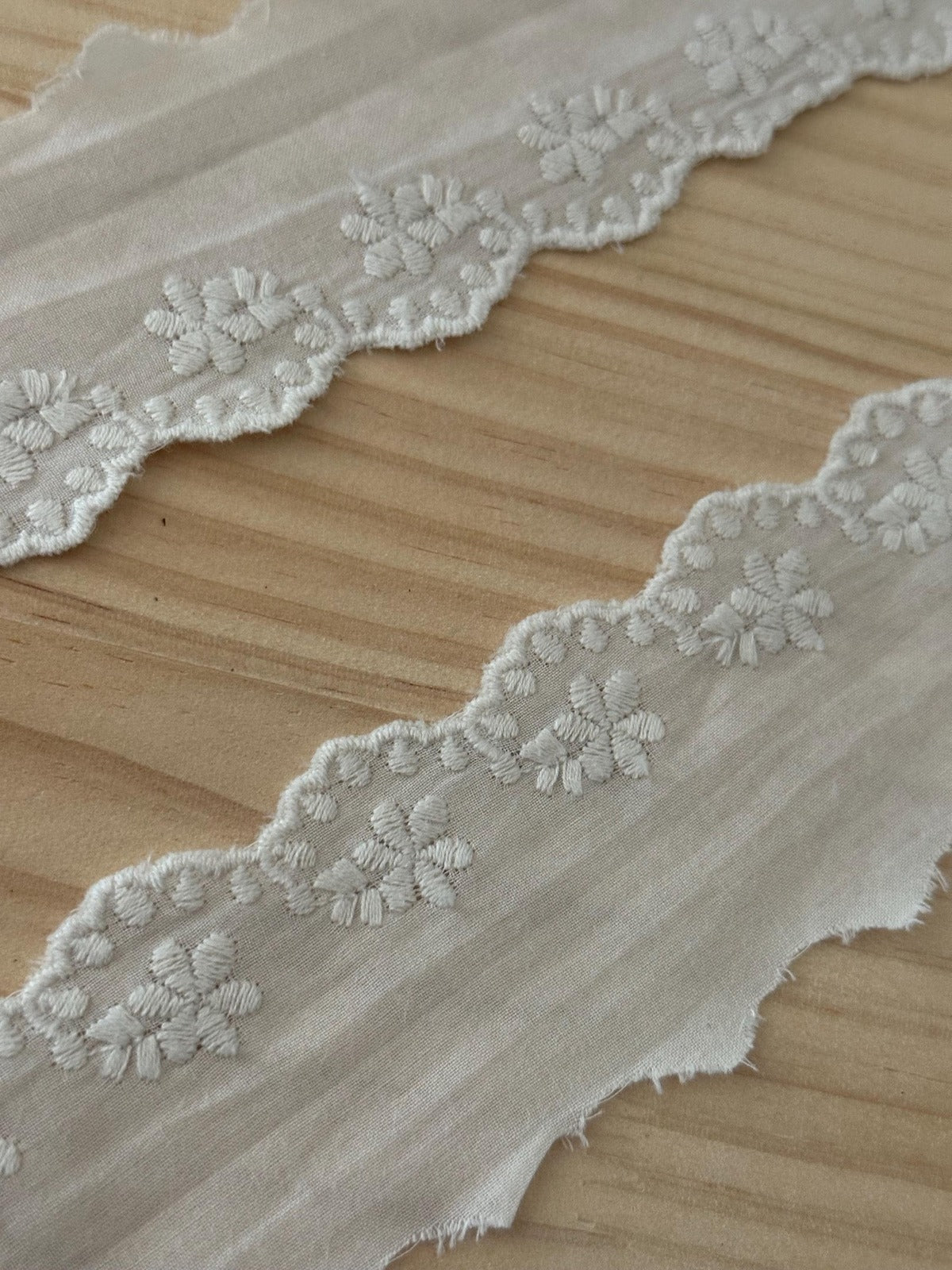 5Yds Non-Stretch 1.7" Off-White Cotton Floral Eyelet Lace Trim Wholesale