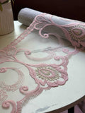 Dusty Pink Gold Embroidered Organza Lace Trim by the Yard, Wide Structured Scroll Ribbon for Curtain Pillow Home Decor Crafts, 7.2"