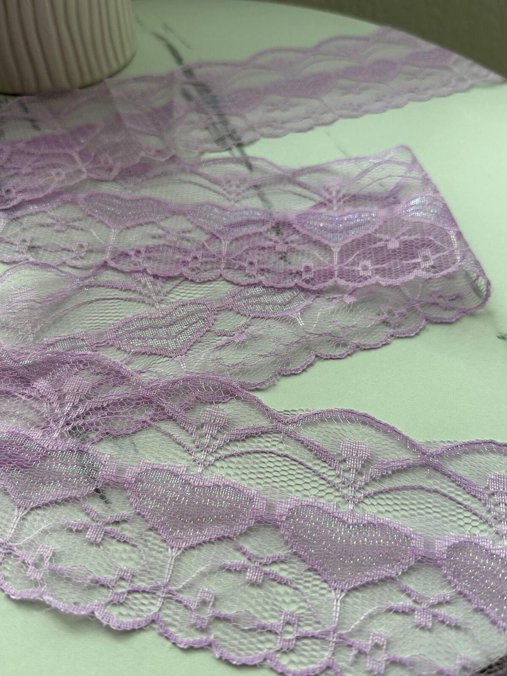 10Yds Non-Stretch 3" Lavender Purple Heart Pattern Mesh Lace Trim Wholesale