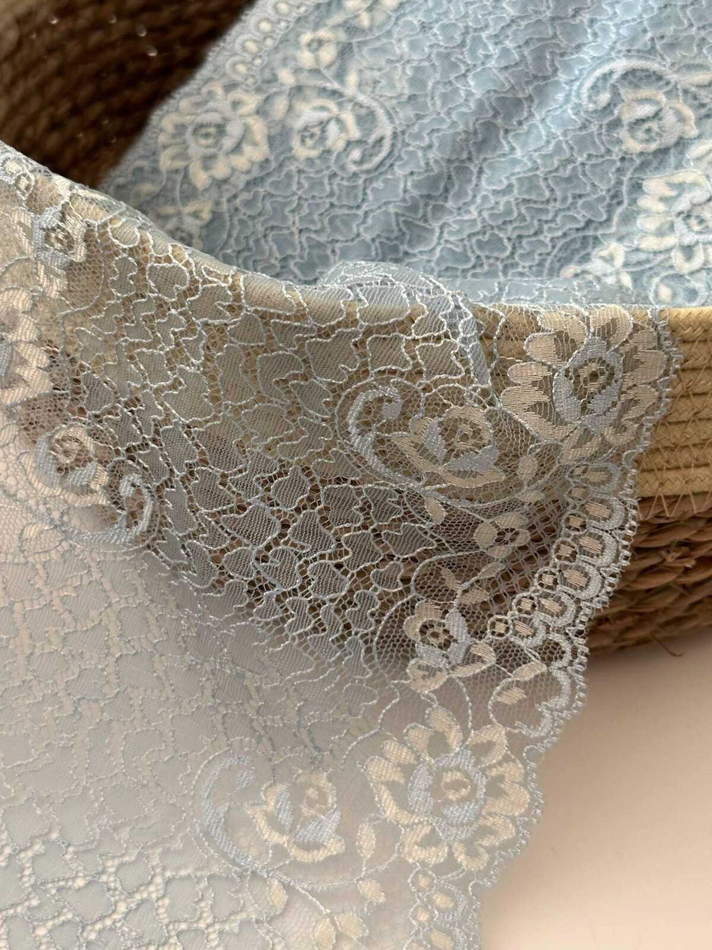 1Yard Japanese Lace, 6.5" Two-Tone Dust Blue Non-Stretch Chantilly Ribbon, Bulk Clearance Coquette Y2K Lace, Garment Trim, Retail Wholesale