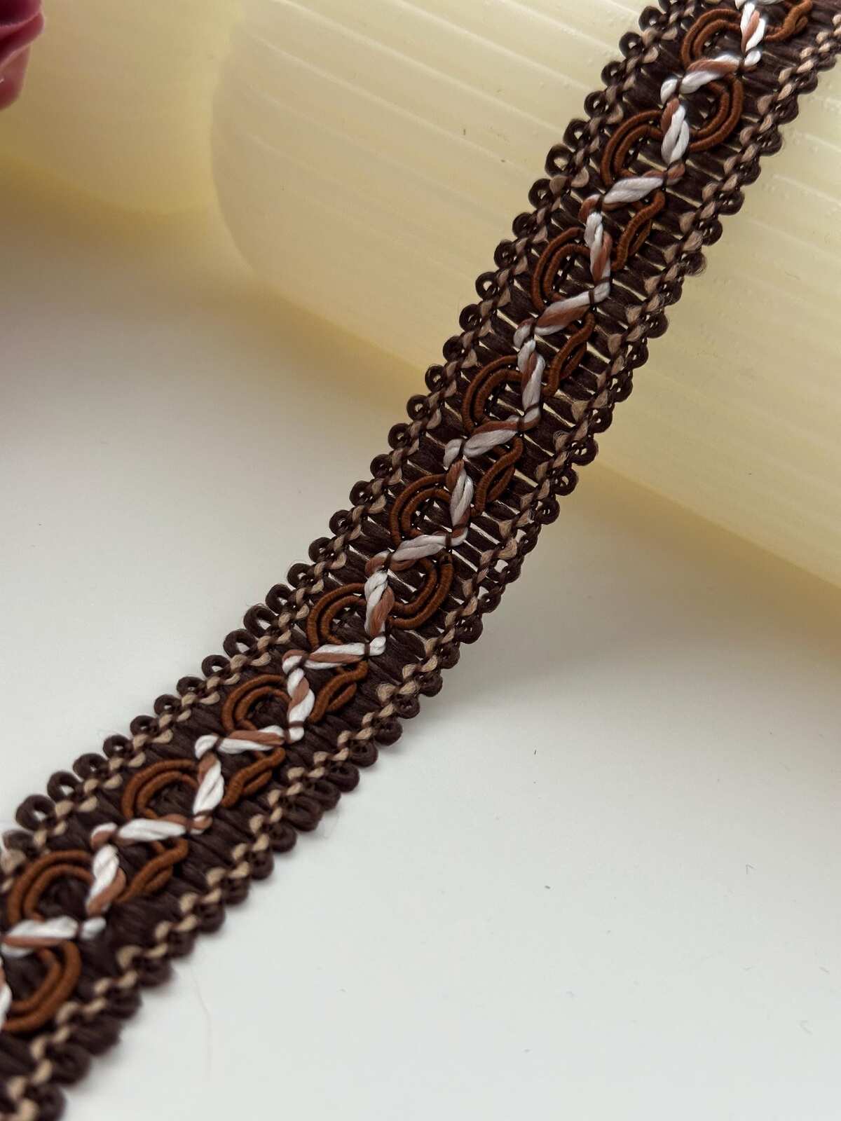 6Yds Non-Stretch 0.8" Dark Brown Woven Braided Gimp Scroll Trim Ribbon Wholesale