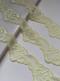 5yds Butter Yellow Floral Lace Trim, 1.75" Stretch Ribbon, Bulk Clearance Coquette Y2K Lace, Lingerie Lace, DIY Sewing, Retail Wholesale