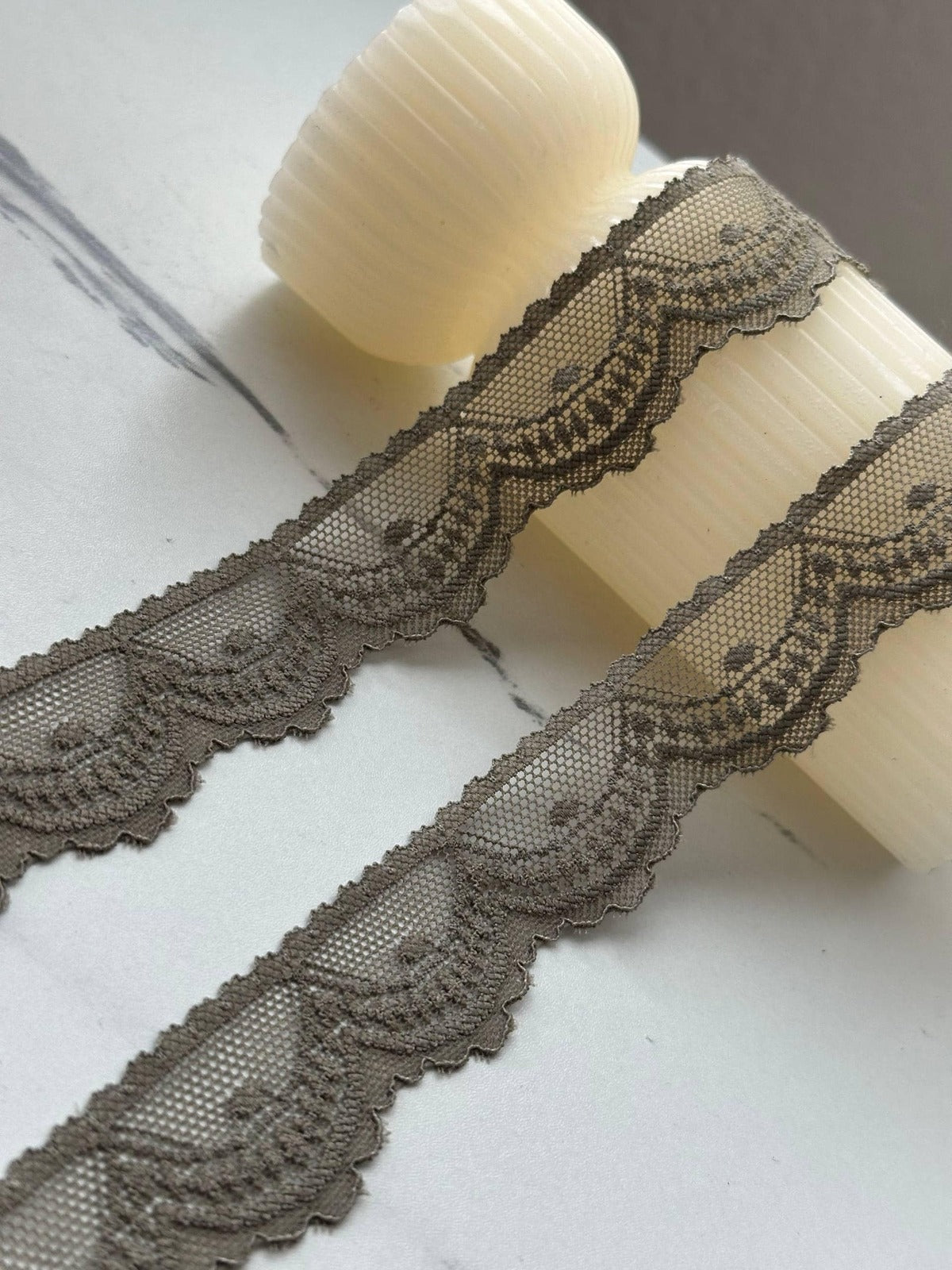 10Yds Stretch 1" Olive Sage Green Scalloped Floral Stretch Lace Wholesale