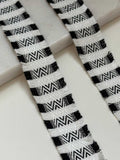 Black White Geometric Jacquard Trim by Yard, 1.25" Fringed Boho Ribbon, Tribal Edge, Coquette Craft Supply, DIY Sewing, Retail Wholesale