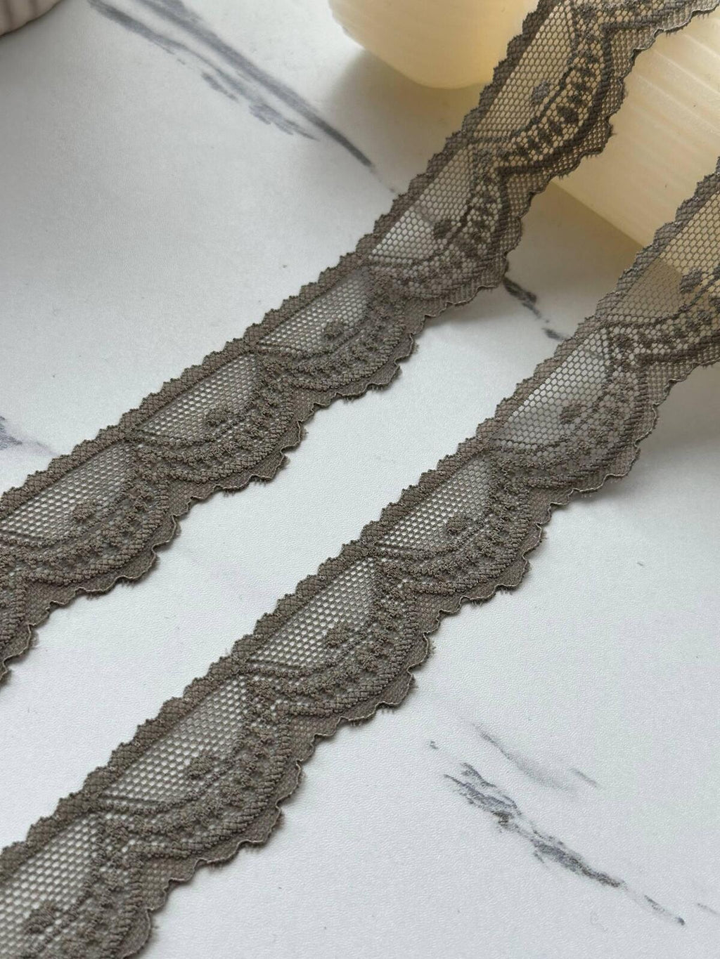 10Yds Stretch 1" Olive Sage Green Scalloped Floral Stretch Lace Wholesale