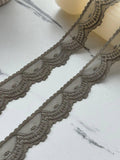10Yds Stretch 1" Olive Sage Green Scalloped Floral Stretch Lace Wholesale